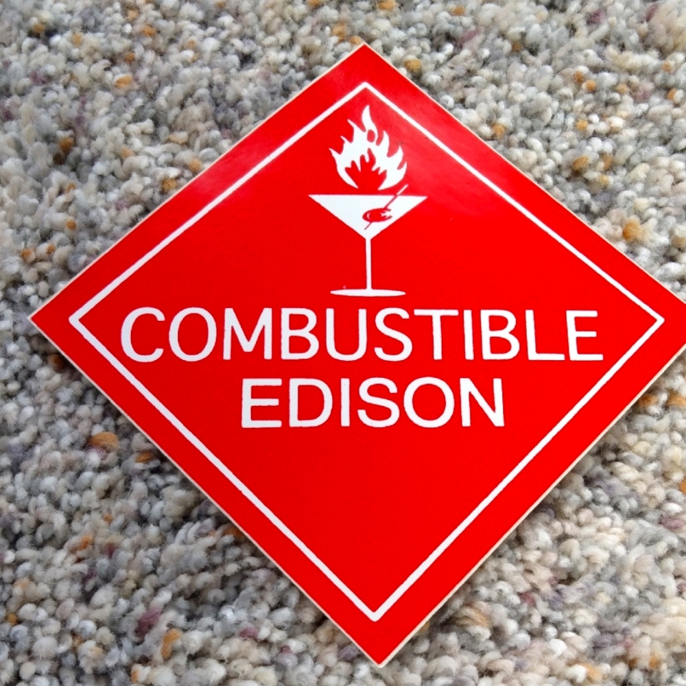 Combustible Edison Red Sticker